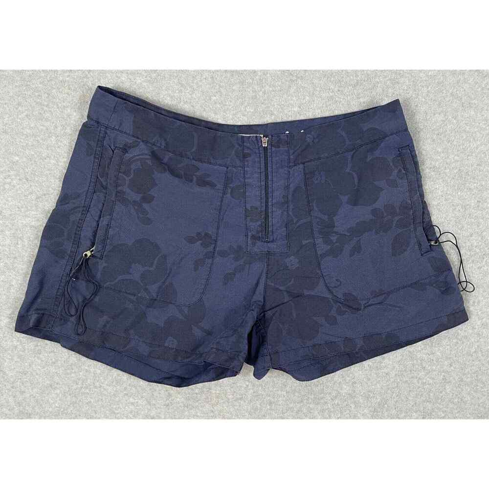 Tommy Hilfiger Nylon Shorts Womens L Blue Black Floral Pattern
